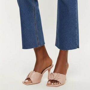 Nude Ruched Square Toe Heels🩷